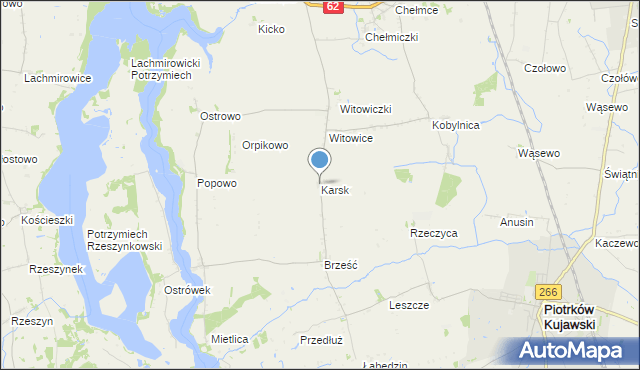 mapa Karsk, Karsk gmina Kruszwica na mapie Targeo