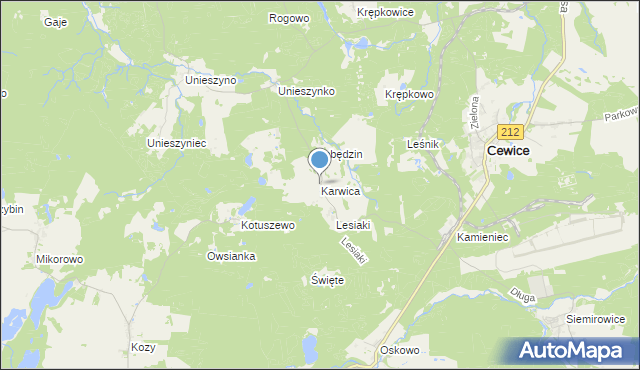 mapa Karwica, Karwica gmina Cewice na mapie Targeo