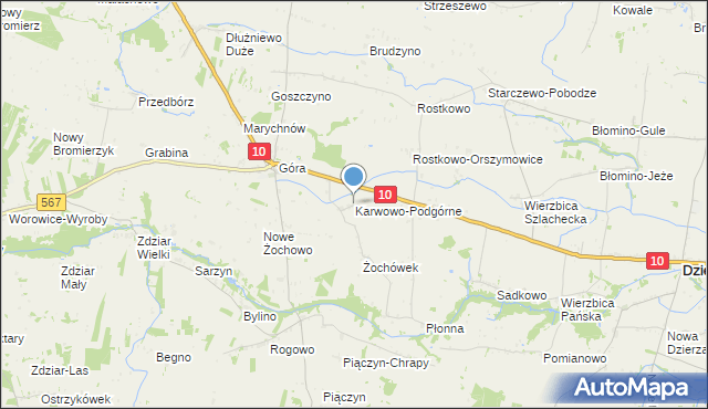 mapa Karwowo-Podgórne, Karwowo-Podgórne na mapie Targeo