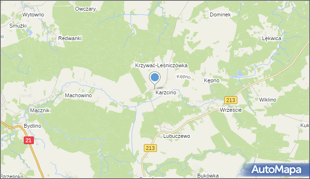 mapa Karzcino, Karzcino na mapie Targeo