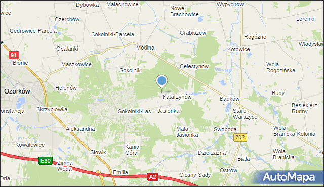 mapa Katarzynów, Katarzynów gmina Ozorków na mapie Targeo