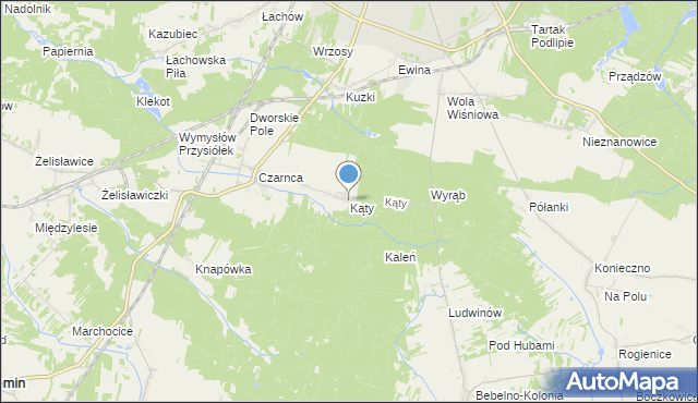 mapa Kąty, Kąty gmina Włoszczowa na mapie Targeo