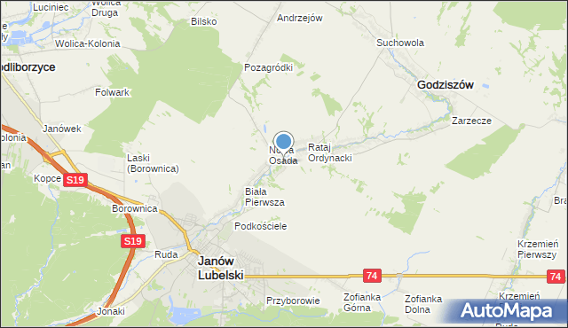 mapa Kawęczyn, Kawęczyn gmina Godziszów na mapie Targeo