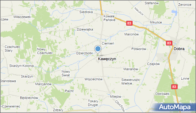 mapa Kawęczyn, Kawęczyn powiat turecki na mapie Targeo