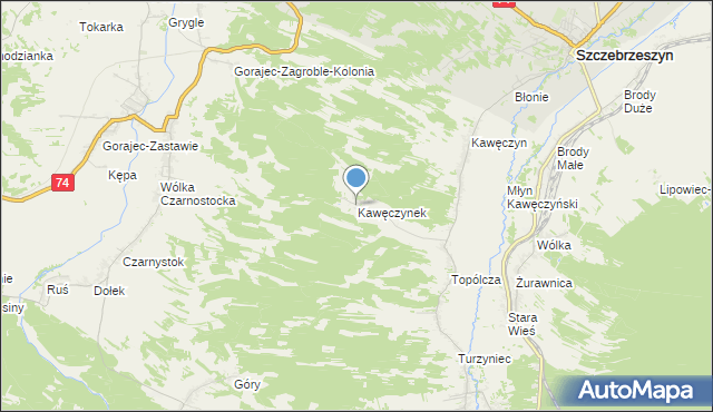 mapa Kawęczynek, Kawęczynek gmina Szczebrzeszyn na mapie Targeo