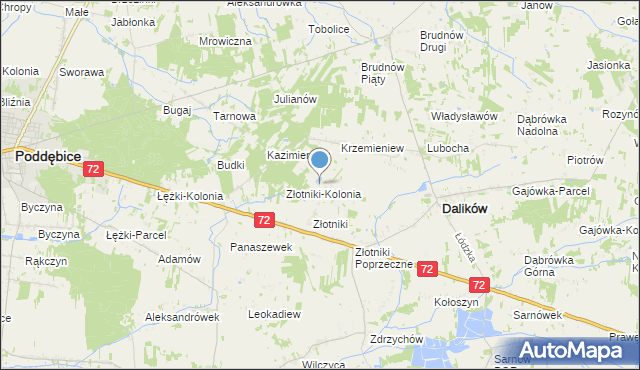 mapa Kazimierzów, Kazimierzów gmina Dalików na mapie Targeo