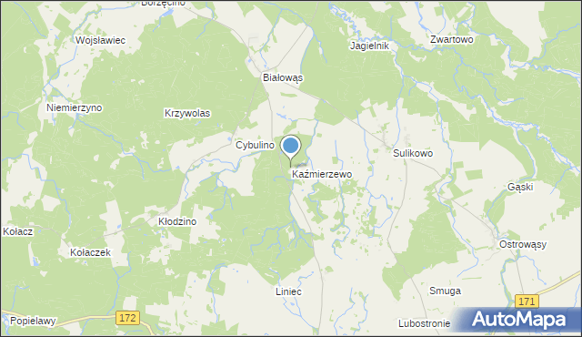 mapa Kaźmierzewo, Kaźmierzewo gmina Barwice na mapie Targeo