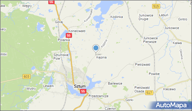 mapa Kępina, Kępina gmina Sztum na mapie Targeo