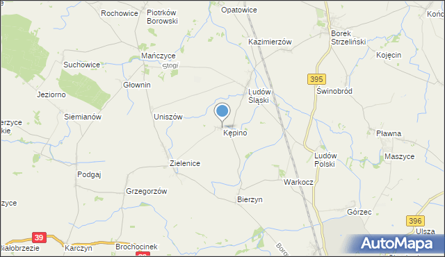mapa Kępino, Kępino gmina Borów na mapie Targeo