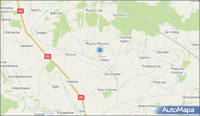 mapa Kępki, Kępki gmina Ulan-Majorat na mapie Targeo