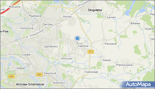 mapa Kiełczów, Kiełczów na mapie Targeo