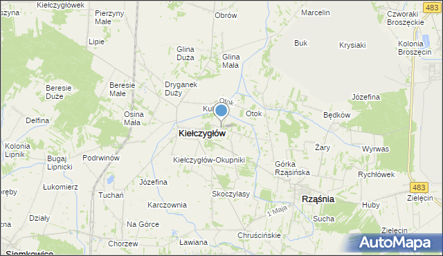 mapa Kiełczygłów-Kolonia, Kiełczygłów-Kolonia na mapie Targeo