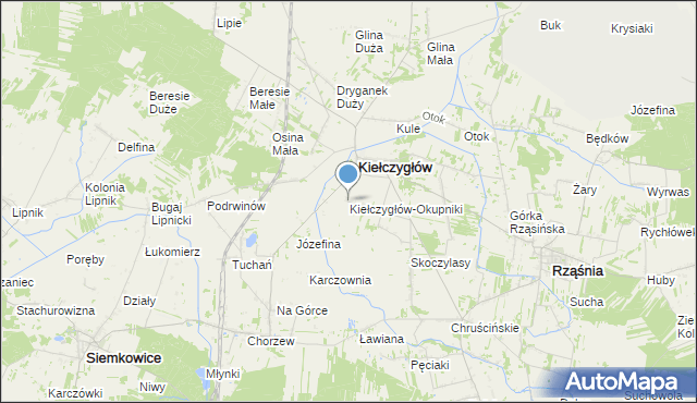 mapa Kiełczygłów-Okupniki, Kiełczygłów-Okupniki na mapie Targeo