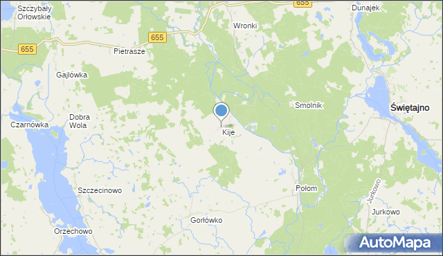 mapa Kije, Kije gmina Świętajno na mapie Targeo