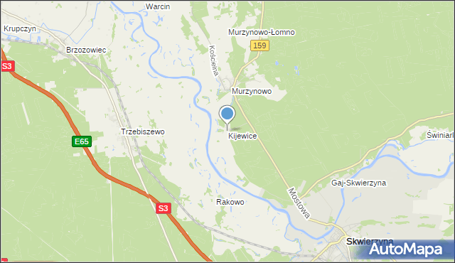 mapa Kijewice, Kijewice gmina Skwierzyna na mapie Targeo