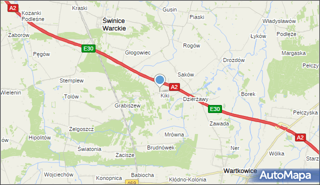 mapa Kiki, Kiki gmina Wartkowice na mapie Targeo