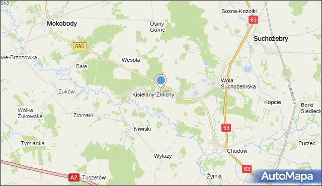 mapa Kisielany-Kuce, Kisielany-Kuce na mapie Targeo