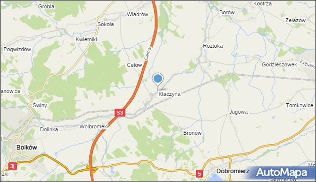 mapa Kłaczyna, Kłaczyna na mapie Targeo