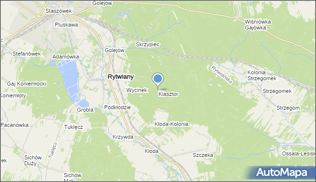 mapa Klasztor, Klasztor gmina Rytwiany na mapie Targeo