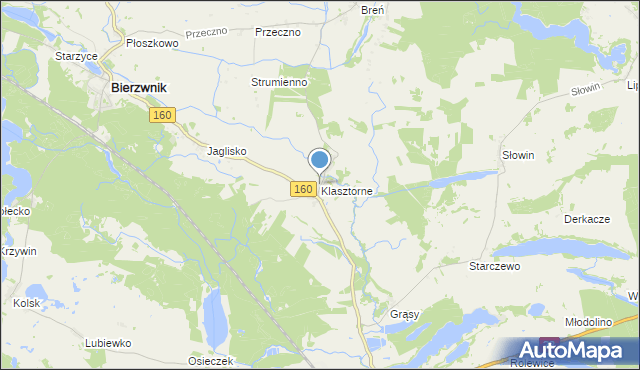 mapa Klasztorne, Klasztorne gmina Bierzwnik na mapie Targeo