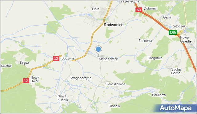 mapa Kłębanowice, Kłębanowice gmina Radwanice na mapie Targeo