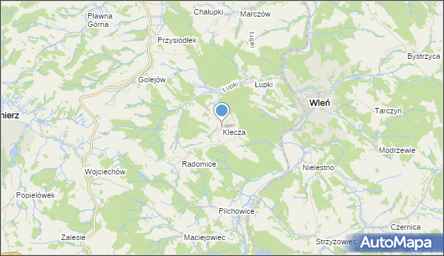 mapa Klecza, Klecza na mapie Targeo