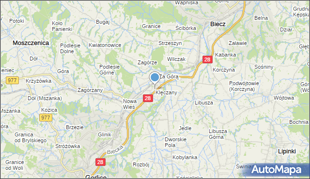 mapa Klęczany, Klęczany gmina Gorlice na mapie Targeo