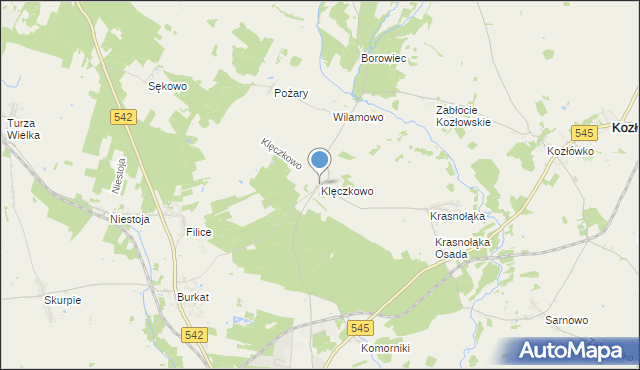 mapa Klęczkowo, Klęczkowo gmina Działdowo na mapie Targeo