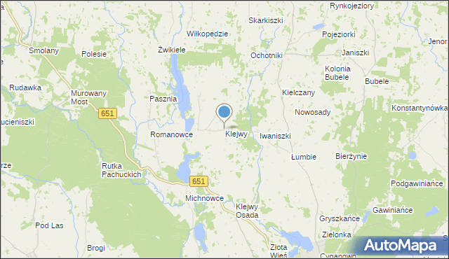 mapa Klejwy, Klejwy na mapie Targeo