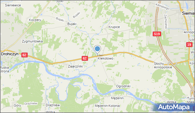 mapa Klekotowo, Klekotowo gmina Siemiatycze na mapie Targeo