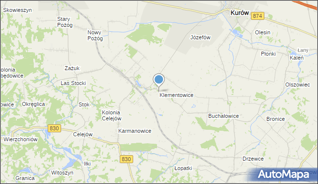 mapa Klementowice, Klementowice na mapie Targeo
