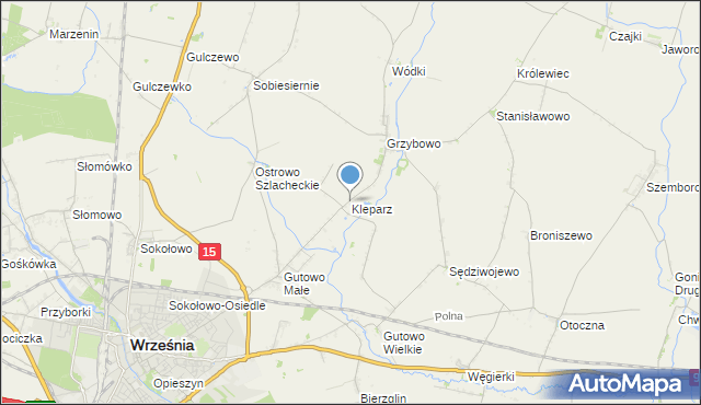 mapa Kleparz, Kleparz gmina Września na mapie Targeo