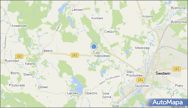 mapa Klępczewo, Klępczewo na mapie Targeo