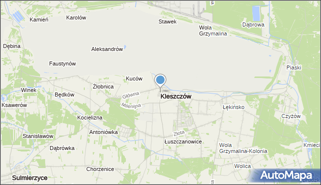 mapa Kleszczów, Kleszczów powiat bełchatowski na mapie Targeo