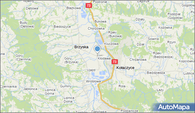 mapa Kłodawa, Kłodawa gmina Brzyska na mapie Targeo