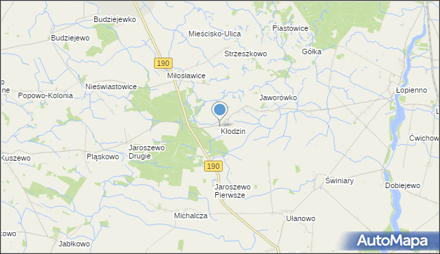 mapa Kłodzin, Kłodzin gmina Mieścisko na mapie Targeo