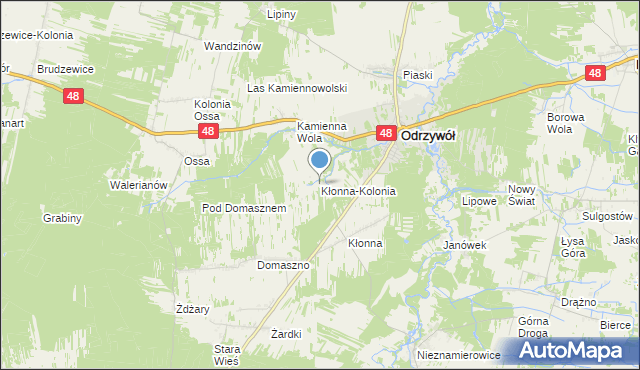 mapa Kłonna-Kolonia, Kłonna-Kolonia na mapie Targeo