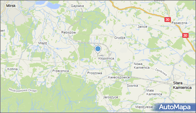 mapa Kłopotnica, Kłopotnica na mapie Targeo