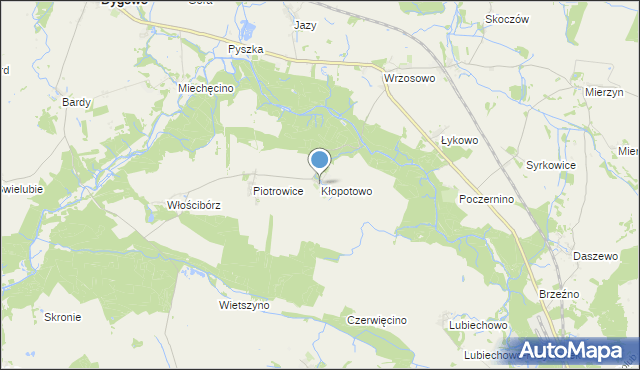 mapa Kłopotowo, Kłopotowo gmina Dygowo na mapie Targeo