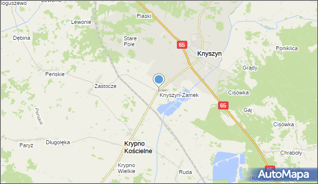 mapa Knyszyn-Zamek, Knyszyn-Zamek na mapie Targeo