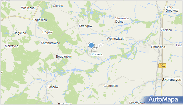 mapa Kobiela, Kobiela gmina Grodków na mapie Targeo