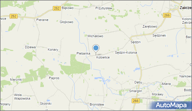 mapa Kobielice, Kobielice gmina Zakrzewo na mapie Targeo