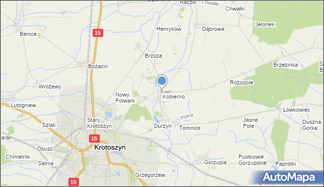 mapa Kobierno, Kobierno gmina Krotoszyn na mapie Targeo