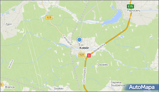 mapa Kobiór, Kobiór na mapie Targeo