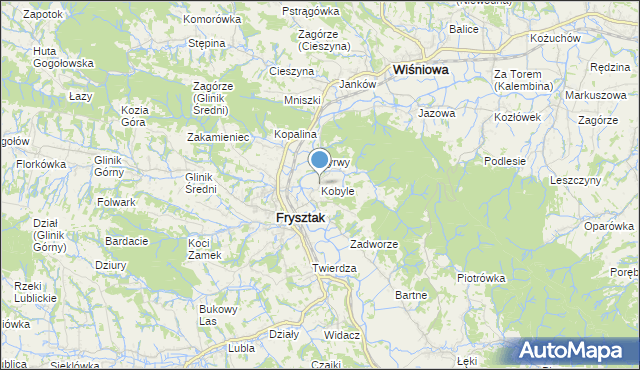 mapa Kobyle, Kobyle gmina Frysztak na mapie Targeo