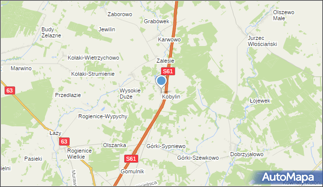 mapa Kobylin, Kobylin gmina Piątnica na mapie Targeo