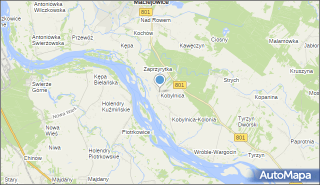 mapa Kobylnica, Kobylnica gmina Maciejowice na mapie Targeo
