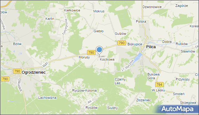 mapa Kocikowa, Kocikowa na mapie Targeo