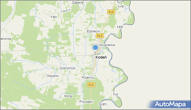 mapa Kodeń, Kodeń na mapie Targeo