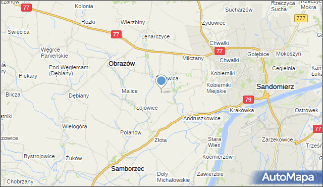 mapa Kolonie, Kolonie gmina Samborzec na mapie Targeo